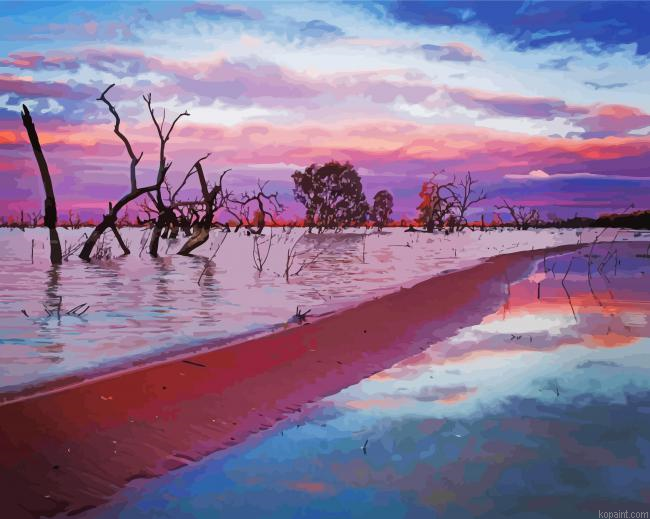 Menindee Lake At Sunset Painting By Numberss.png