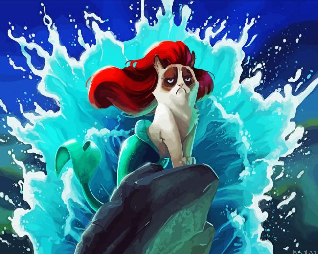 Mermaid Grumpy Cat Painting By Numberss.png