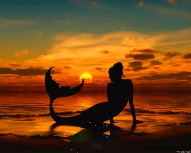 Mermaid Silhouette Sunset New Painting By Numberss.png