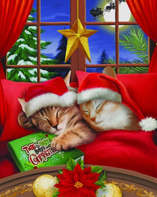 Merry Christmas Kitty New Painting By Numberss.png