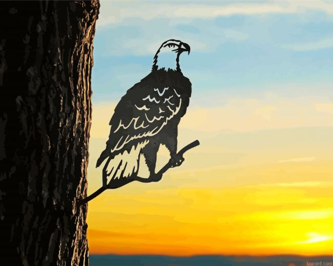 Metal Eagle On A Tree Painting By Numberss.png