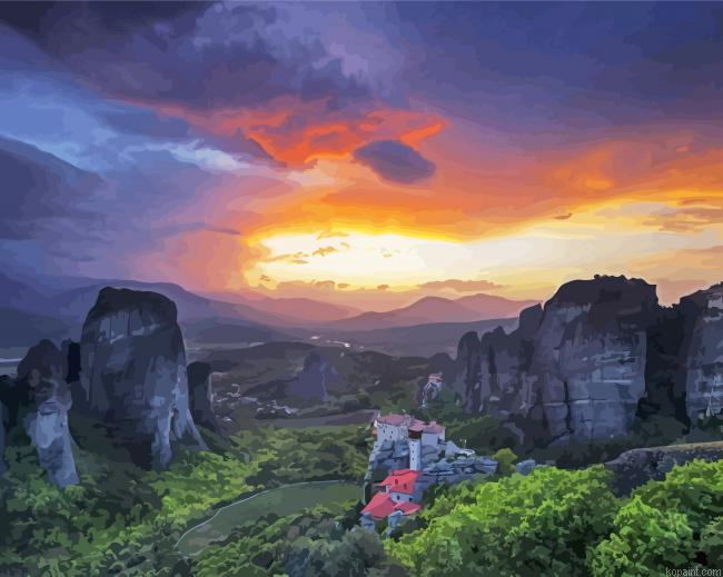 Meteora Sunset Painting By Numberss.png