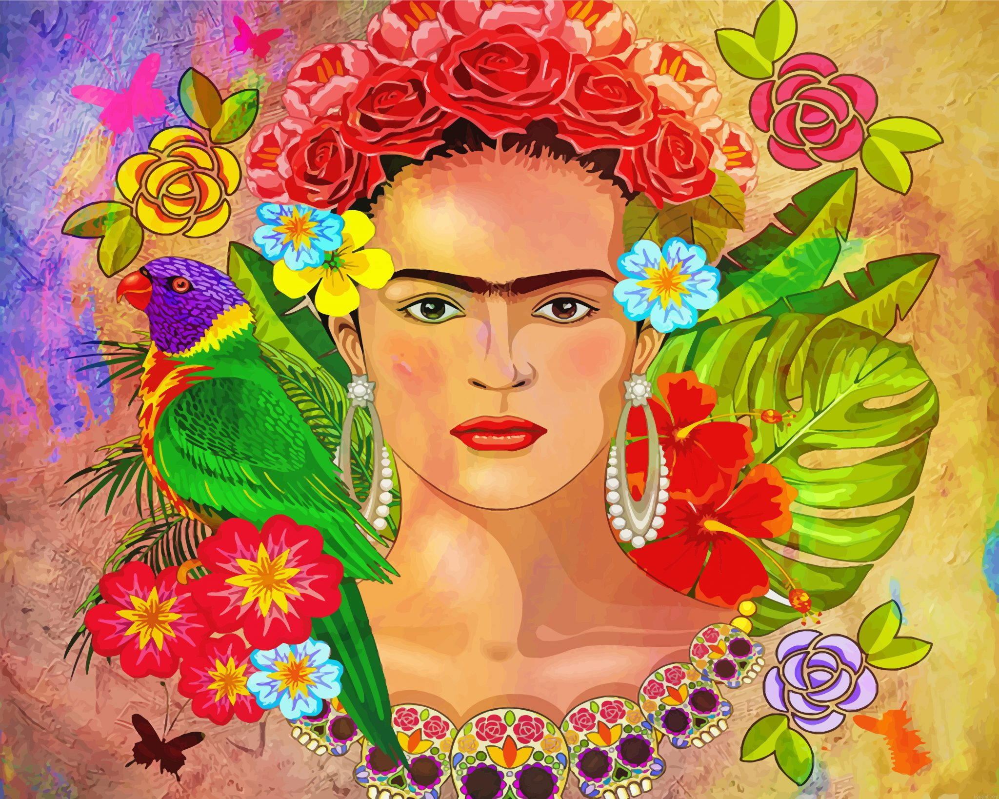 Mexican Frida Art Painting By Numberss.png