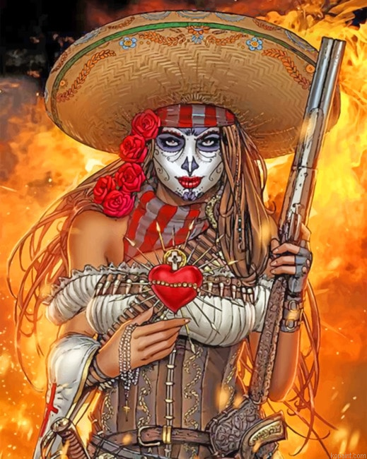 Mexican Sugar Woman Skulls Painting By Numberss.png