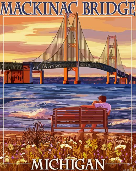 Michigan Mackinac Bridge Poster Painting By Numberss.png