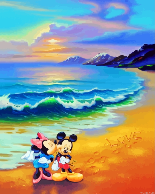 Mickey And Minnie Mouse In Beach Painting By Numberss.png