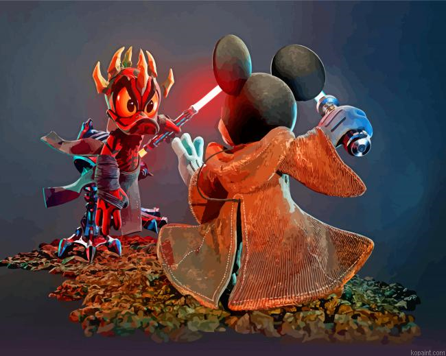 Mickey Mouse And Donald Duck Warriors Painting By Numberss.png