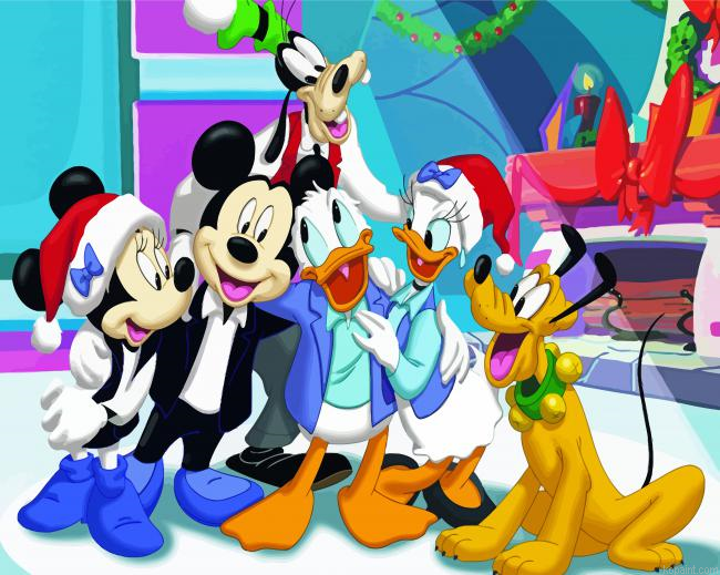 Mickey Mouse Christmas Party Painting By Numberss.png