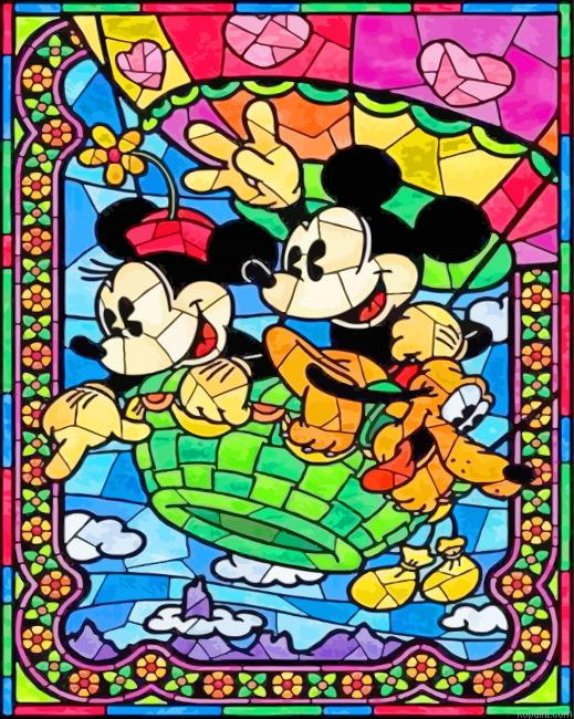 Micky And Minnie Stained Glass Painting By Numberss.png