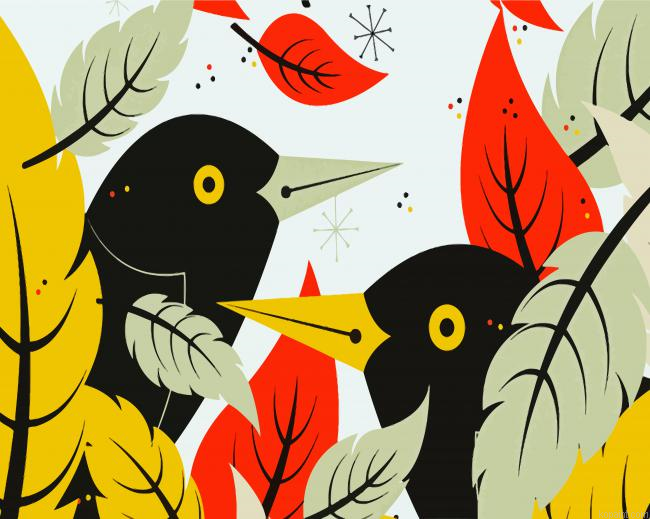 Mid Century Animals Birds Paint By Numbers