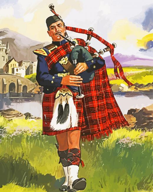 Middle East Musician Playing Bagpipes Paint By Numbers