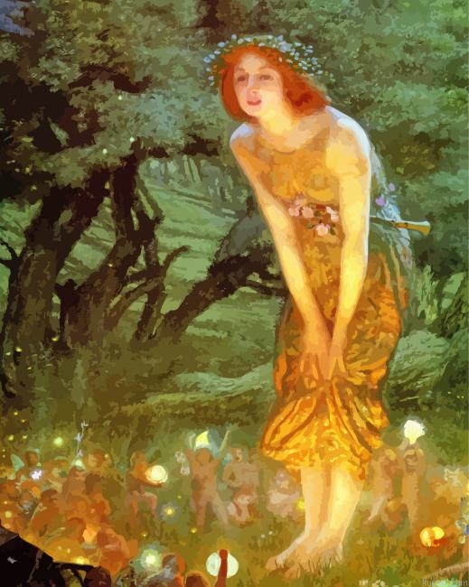 Midsummer Eve Fairy Forest Little Fairies Painting By Numberss.png