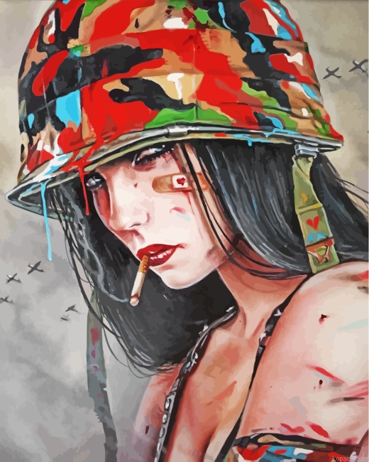 Military Lady Painting By Numberss.png