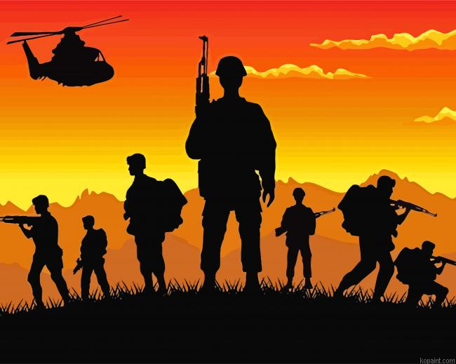 Military Soldiers Silhouette Painting By Numberss.png