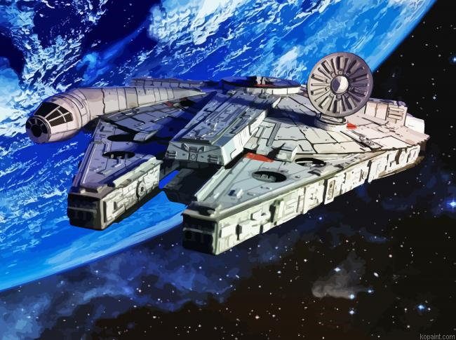 Millennium Falcon In Space Painting By Numberss.png
