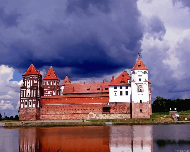 Mir Castle Complex Reflexion In Belarus Paint By Numbers.png