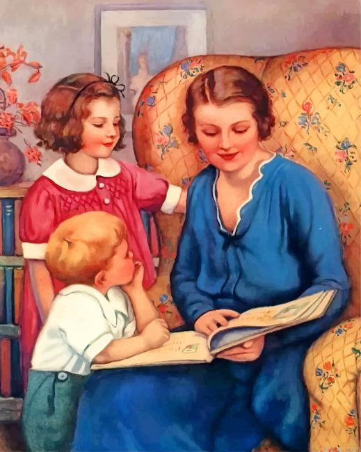 Mom Reading A Book Painting By Numberss.png