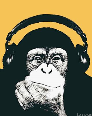 Monkey Headphones Illustration Painting By Numberss.png