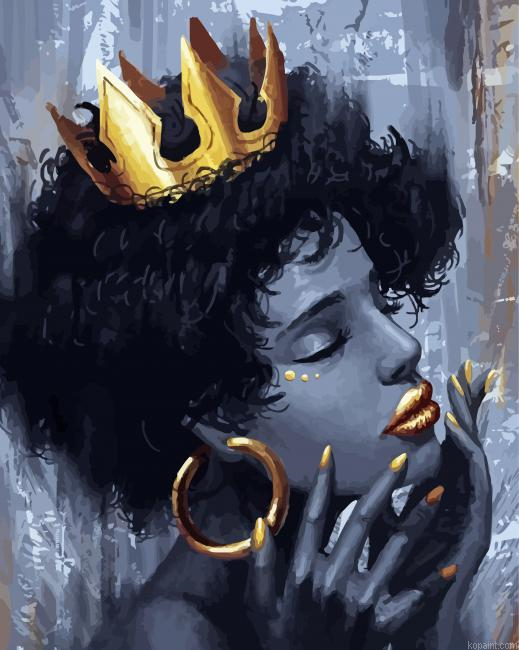 Monochrome Black Queen With Crown Paint By Numbers