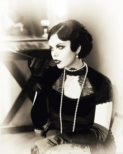 Monochrome Flapper Lady Painting By Numberss.png