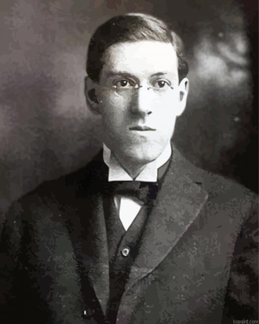 Monochrome Howard Phillips Lovecraft Painting By Numberss.png