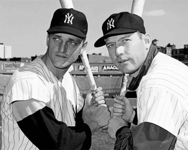 Monochrome Mickey Mantle And Roger Maris Painting By Numberss.png