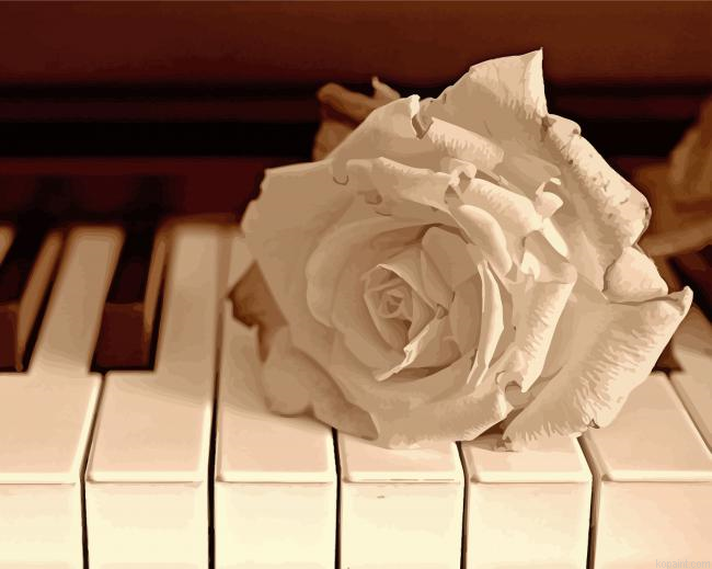Monochrome Piano With Flowers Painting By Numberss.png