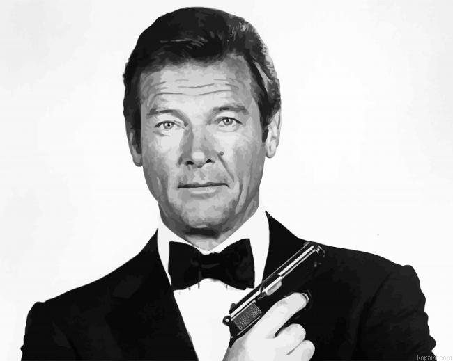 Monochrome Roger Moore Painting By Numberss.png