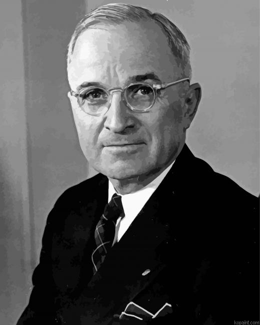 Monochrome Truman President Painting By Numberss.png