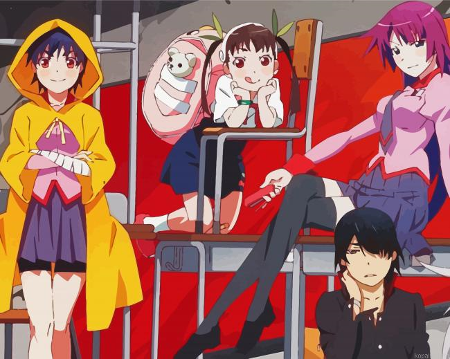 Monogatari Characters Painting By Numberss.png