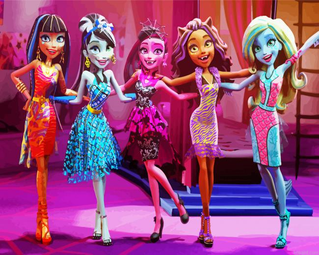 Monster High Cartoon Characters Paint By Numbers