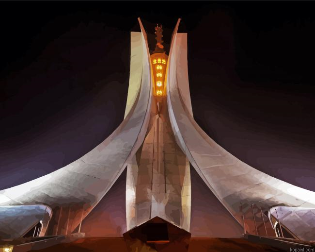 Monument Of The Martyr Algeria By Night Painting By Numberss.png