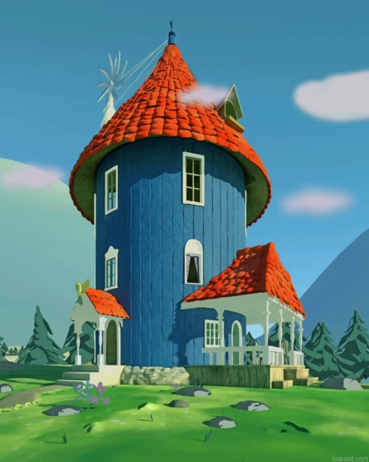 Moomins Cartoon House New Painting By Numberss.png