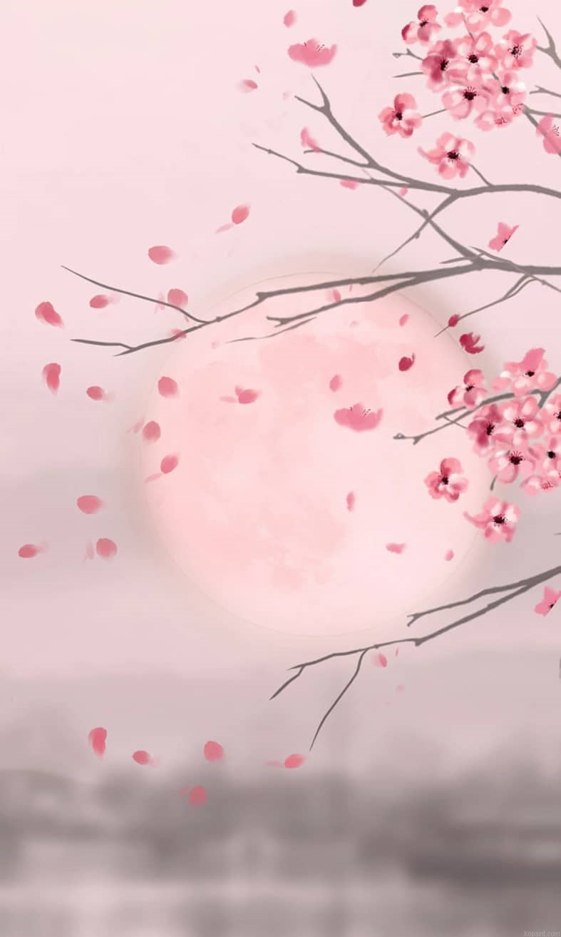 Moon And Cherry Blossom Landscape Painting By Numberss.png