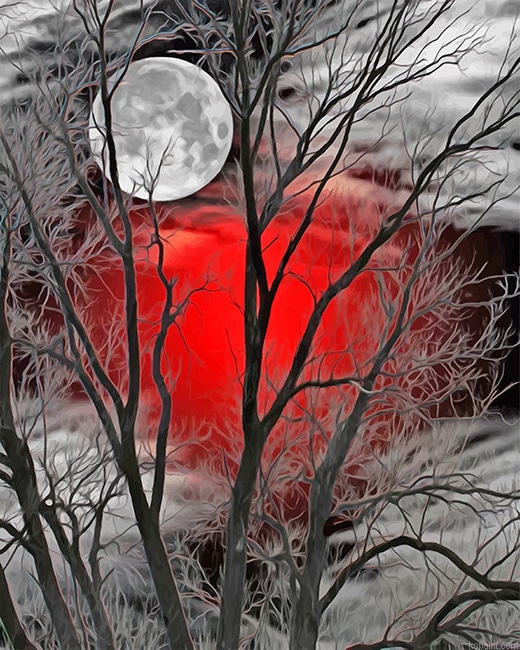 Moon Forest Red Silhouette New Painting By Numberss.png