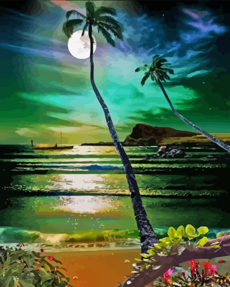 Moon Light On The Beach Painting By Numberss.png