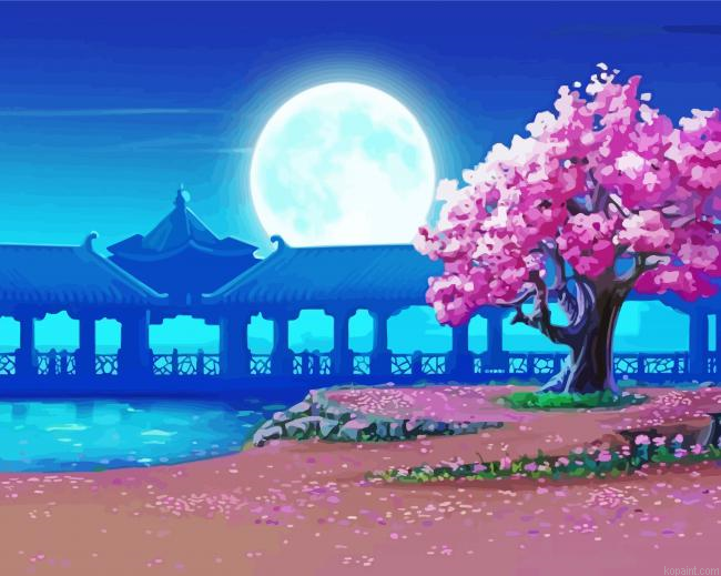 Moon Sakura Japan Painting By Numberss.png