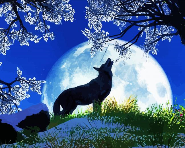 Moon Wolf Howling Painting By Numberss.png