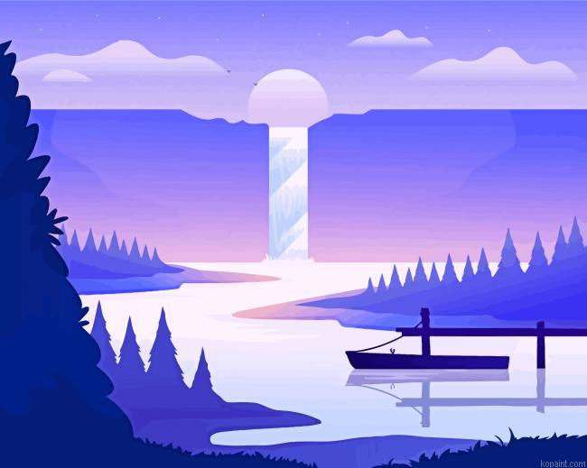 Moonlight Waterfall Painting By Numberss.png