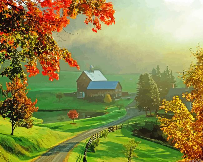 Morning Village Path Paint By Numbers