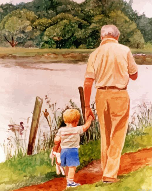 Morning Walk With Grandpa Painting By Numberss.png