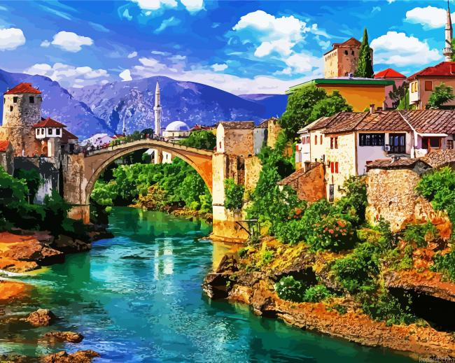Mostar Bosnia And Herzegovina Painting By Numberss.png