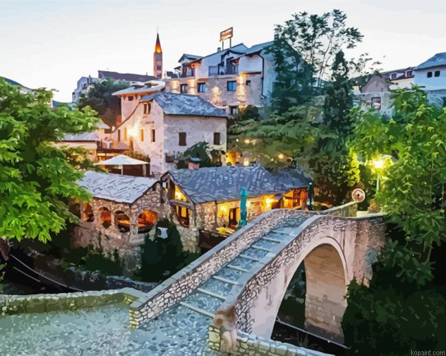 Mostar Medieval Town Painting By Numberss.png