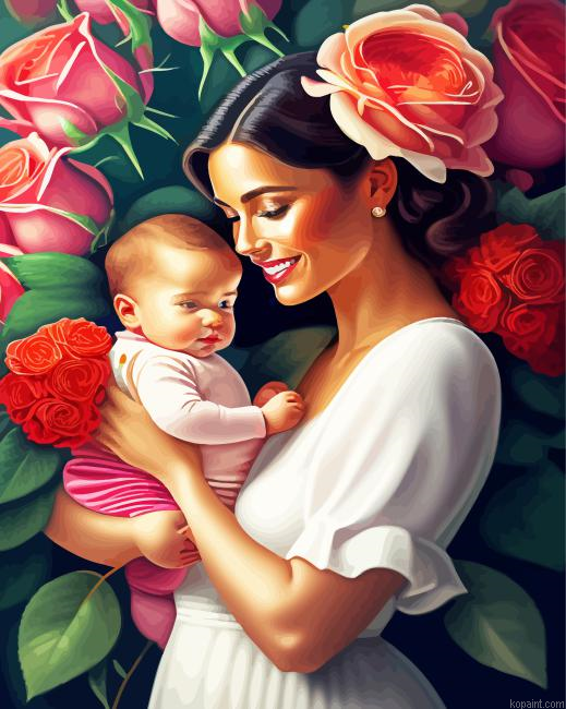 Mother And Daughter Art Painting By Numberss.png