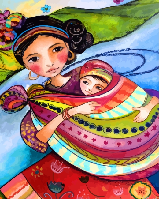 Mother And Her Baby Painting By Numberss.png
