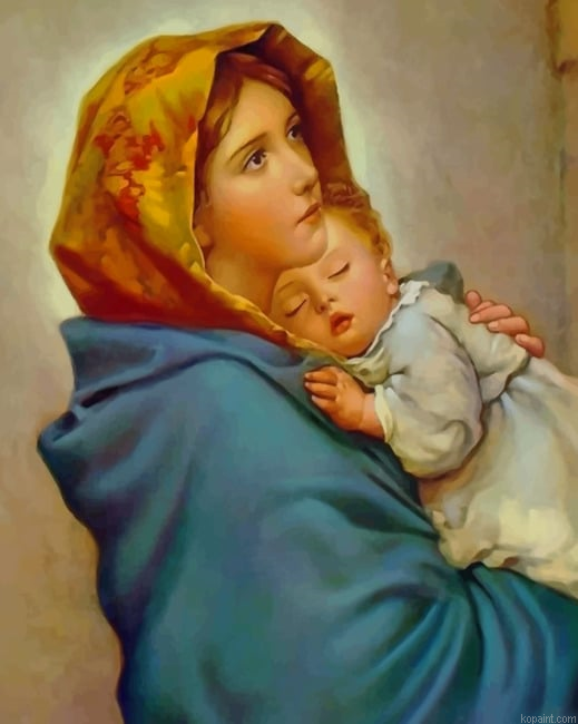 Mother Mary And Jesus New Painting By Numberss.png