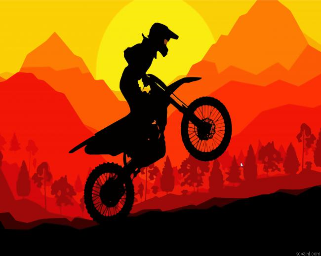 Motocross Silhouette Paint By Numbers