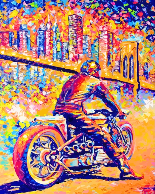 Motorcycle Driver Art Painting By Numberss.png