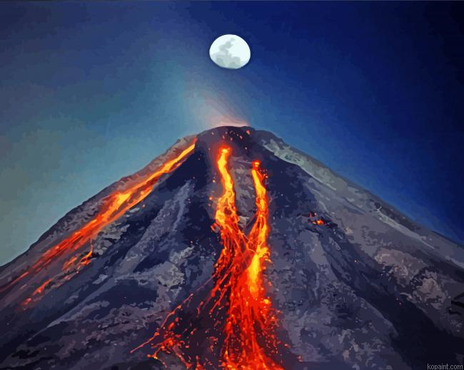 Mount Etna Italy At Night Paint By Numbers