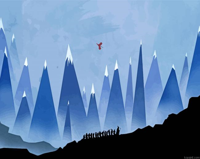 Mountains Abstract Silhouette Painting By Numberss.png